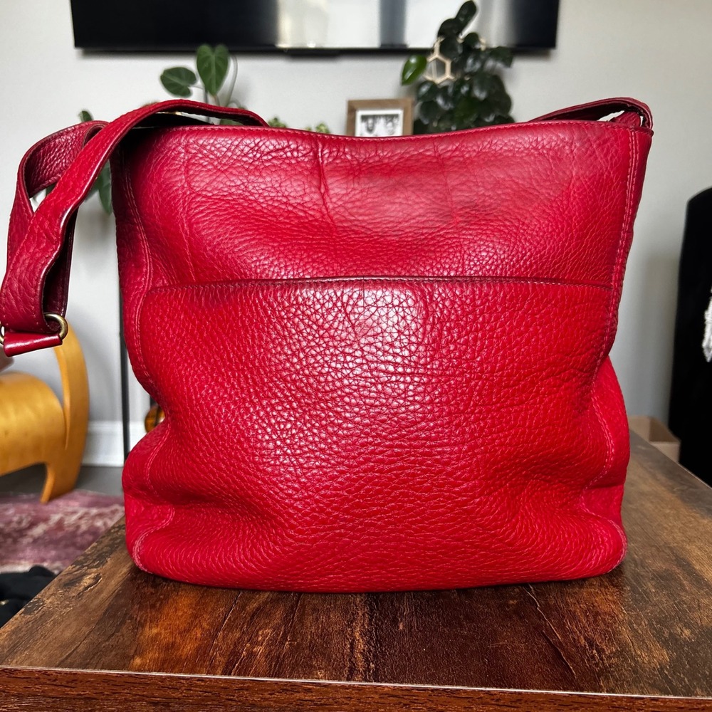 COACH Vintage RED Pebbled Leather Sonoma Shoulder Crossbody Bag G6M-4920 Large